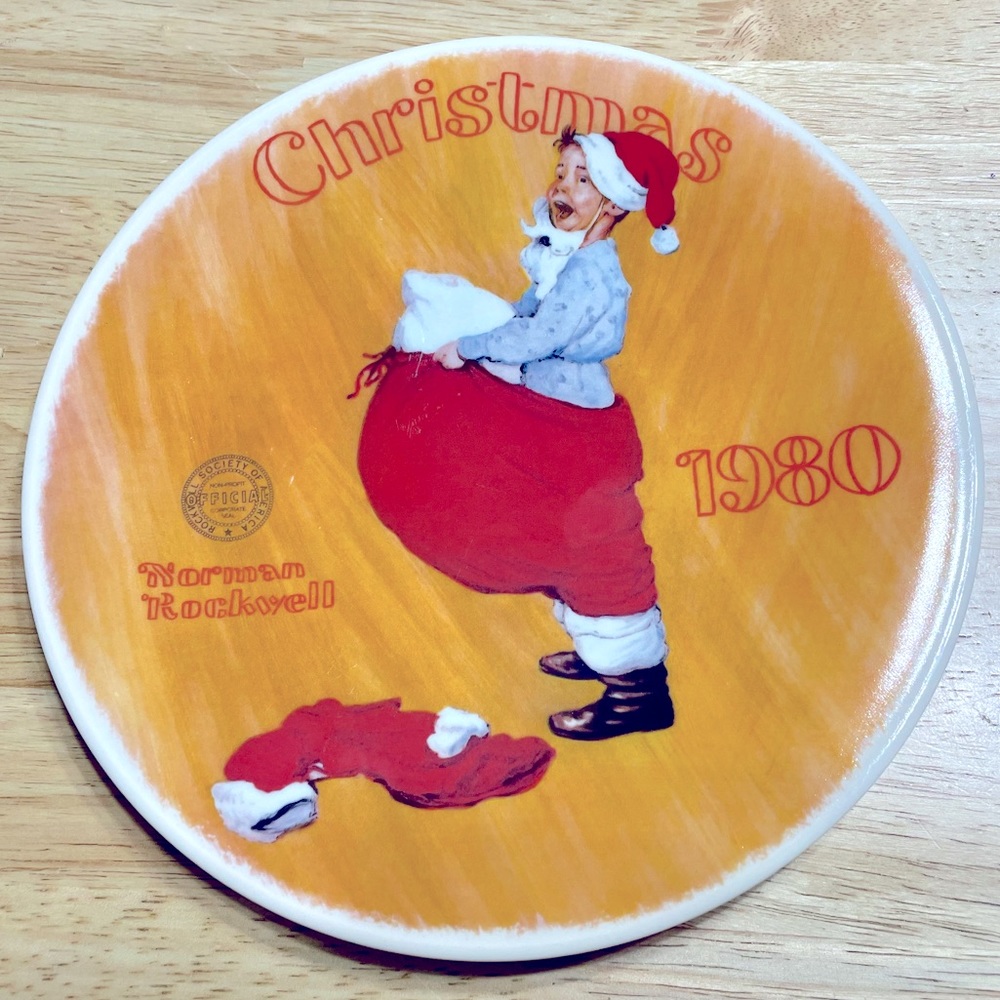 Vintage 1980 Norman Rockwell Christmas Plate "Scotty Plays Santa"